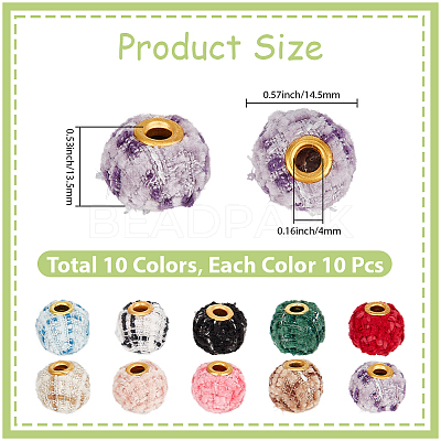 100Pcs 10 Colors Polyester European Beads FIND-SC0020-91-1