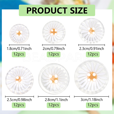 72Pcs 6 Styles Resin Buttons BUTT-PH0001-74-1