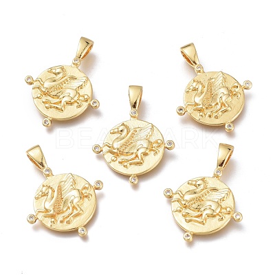 Brass Micro Pave Clear Cubic Zirconia Pendants ZIRC-Q023-03G-1