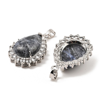 Natural Sodalite & Rhinestone Pendants G-K338-31P-02-1