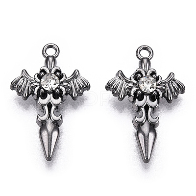 Alloy with Rhinestone Pendants X-PALLOY-N176-12B-NR-1