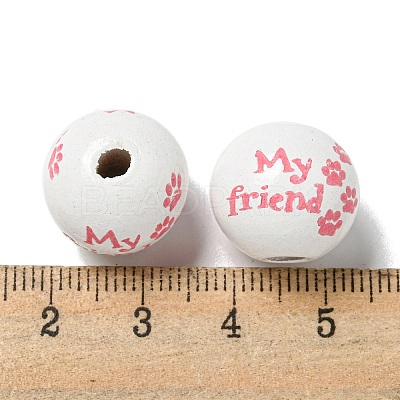 Printed Wood European Beads WOOD-G022-20C-1