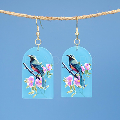 Arch with Bird Pattern Acrylic Dangle Earrings FS-WG54A2C-06-1