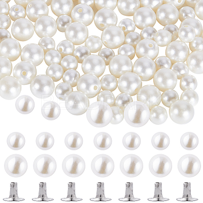 100 Sets 2 Style ABS Imitation Pearl Garment Rivets FIND-GF0005-20-1