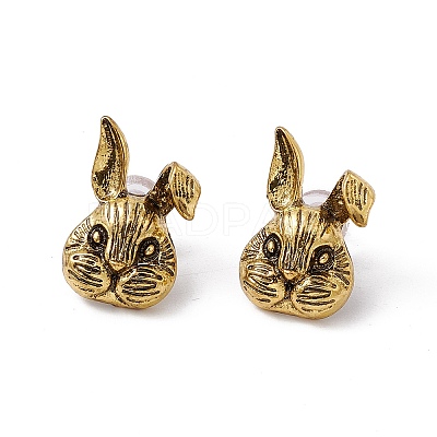 Alloy Rabbit Stud Earrings with 925 Sterling Silver Pins for Women LS-EJEW-I275-01AG-1
