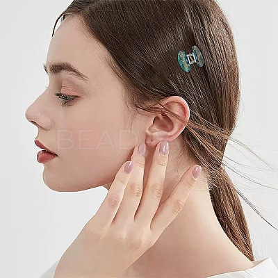 7Pcs 7 Colors Cartoon Mini Cat Cellulose Acetate(Resin) Claw Hair Clips OHAR-GF0001-21-1