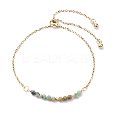 Faceted Round Natural Mixed Stone Slider Bracelets BJEW-JB10233-1