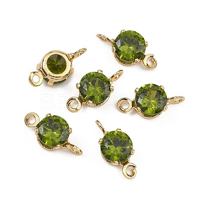 SHEGRACE Brass Pave Cubic Zirconia Flat Round Connector Charms XGRQ2O473-435D-G-1