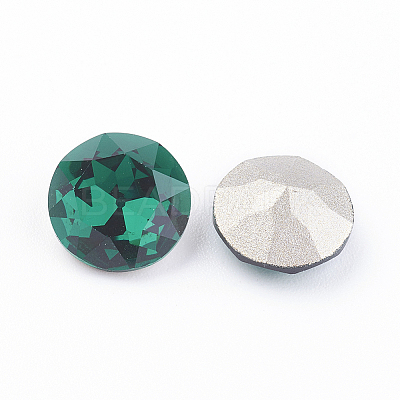 Pointed Back & Back Plated Glass Rhinestone Cabochons X-RGLA-J012-8mm-205-1