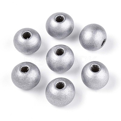 Spray Painted Round Natural Schima Wood Beads WOOD-A018-12mm-03-1