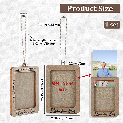 Rectangle with Word I Love You Dad Wood Hanging Photo Frame HJEW-SP0001-19A-1