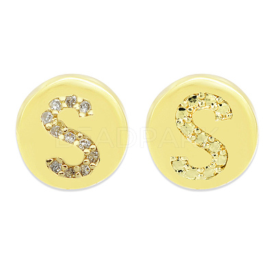 Brass Micro Pave Clear Cubic Zirconia Beads KK-T030-LA843-SX3-1