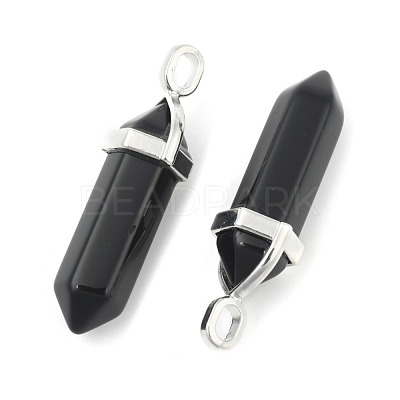 Natural Black Obsidian Double Terminated Pointed Pendants G-F295-04K-1