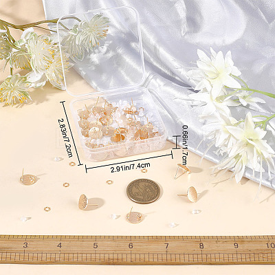 30Pcs Drawbench Flat Round Brass Stud Earring Findings KK-CN0002-37-1