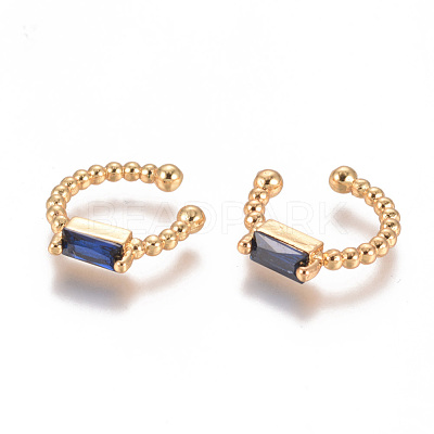 Golden Plated Brass Micro Pave Cubic Zirconia Cuff Earrings EJEW-L244-06C-1