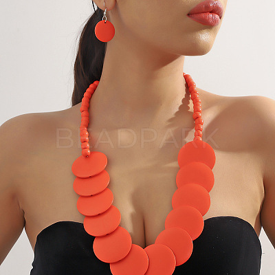 Bohemian Ethnic Style Wood Beaded Multilayer Necklaces & Dangle Earrings Sets WG82ABA-04-1