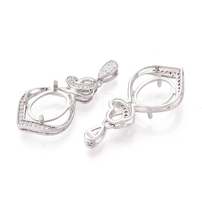 925 Sterling Silver Micro Pave Cubic Zirconia Pendants Claw Cabochon Settings STER-N016-49P-1