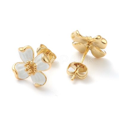 Brass Enamel Stud Earrings EJEW-H125-14A-G-1