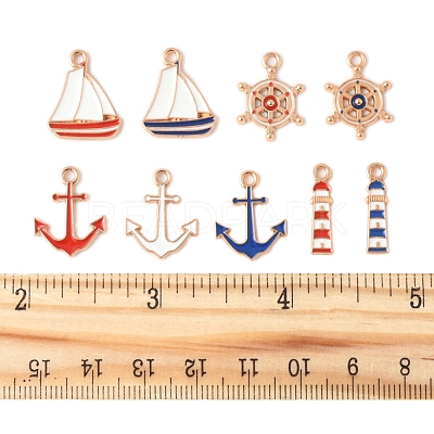 36Pcs 9 Styles Alloy Enamel Pendants ENAM-FS0002-83-1