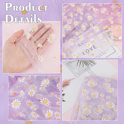 4 Yard Daisy Pattern Nylon Mesh Fabric AJEW-WH0314-459A-1