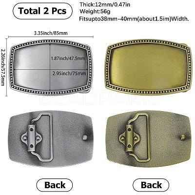2Pcs 2 Colors Alloy Belt Buckles FIND-DJ0001-75-1