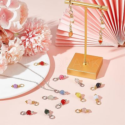 144Pcs 24 Styles Natural Mixed Gemstone Pendants PALLOY-GO00024-1