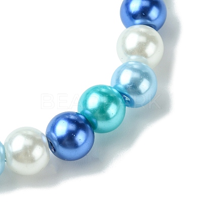 2Pcs 2 Colors 8mm Round Baking Paint Pearlized Glass Pearl Beaded Stretch Bracelet Sets BJEW-JB10899-1