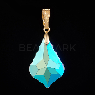AB Color Plated Electroplate Glass Pendants PALLOY-JF00446-01-1