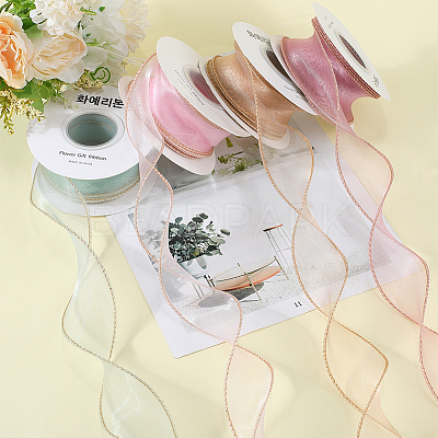 4 Rolls 4 Colors Polyester Organza Ribbon PAAG-CY0001-03A-1