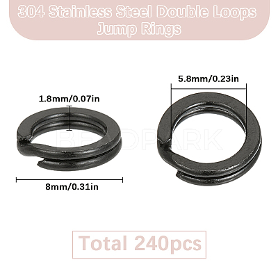240Pcs 304 Stainless Steel Split Rings FIND-SC0013-62-1