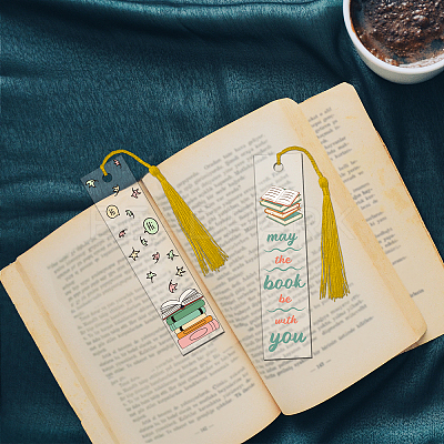 4 Patterns Rectangle Waterproof Acrylic Bookmarks Set DIY-GL0004-50B-1