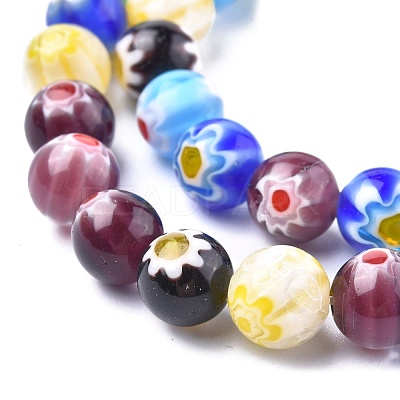 Round Handmade Millefiori Glass Beads Strands LK-R004-82-1