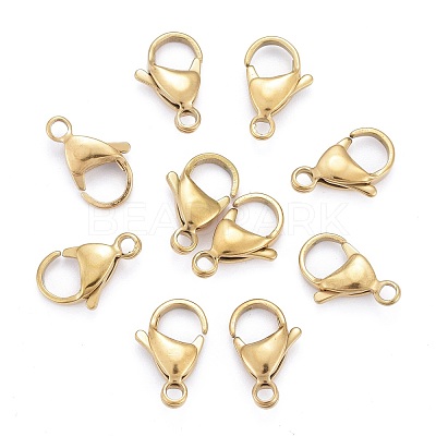 Ion Plating(IP) 304 Stainless Steel Lobster Claw Clasps X-STAS-H353-F-02G-1