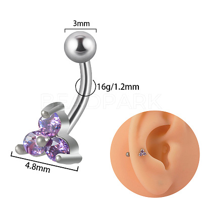 G23 Titanium Pave Medium Orchid Cubic Zirconia Curved Barbell Cartilage Earrings FS-WGD98FB-04-1