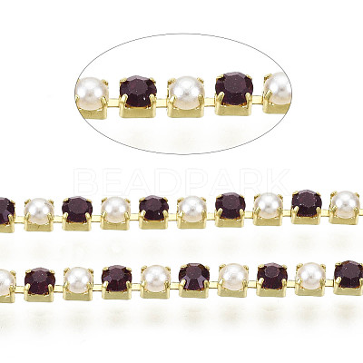 Brass Rhinestone Strass Chains CHC-N017-001A-A10-1