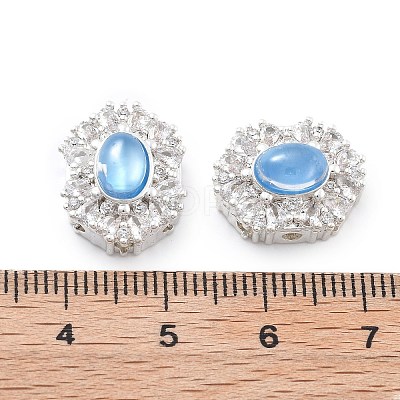 Brass Light Sky Blue Glass Oval Multi-Strand Links KK-B125-12S-1