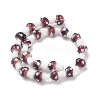 Mushroom Handmade Lampwork Beads Strands X-LAMP-R116-10-1