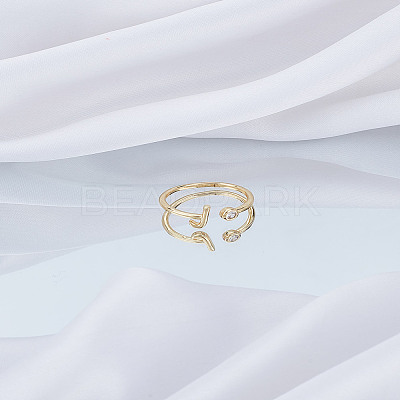 1Pc Brass Micro Pave Clear Cubic Zirconia Open Cuff Rings for Women RJEW-LP0002-37J-1