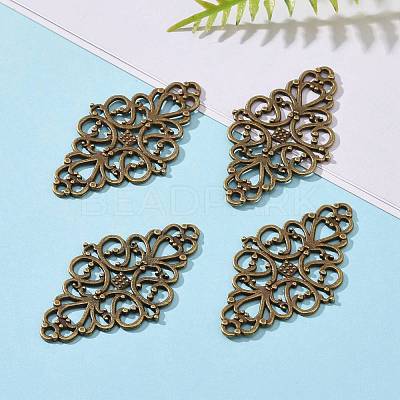 Tibetan Style Alloy Rhombus Filigree Joiners Links X-TIBE-5377-AB-FF-1