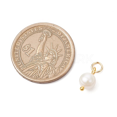 3Pcs 3 Colors Natural Cultured Freshwater Pearl Two Sides Polished Charms PALLOY-JF04036-1