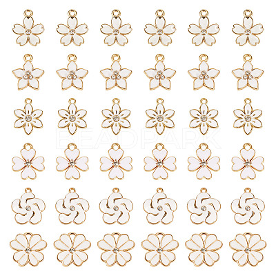 48Pcs 6 Styles Alloy Enamel Pendants ENAM-TA0003-40-1