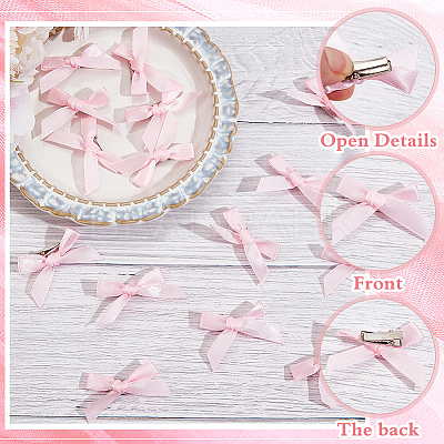 50Pcs Bowknot Polyester Alligator Hair Clips AJEW-CP0008-37-1