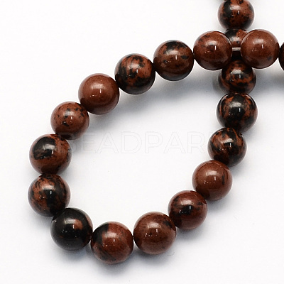 Natural Mahogany Obsidian Round Beads Strands X-G-S163-8mm-1