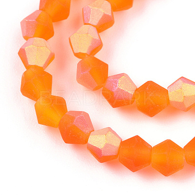 Imitate Austrian Crystal Bicone Frosted Glass Beads Strands GLAA-F029-TM4mm-A11-1