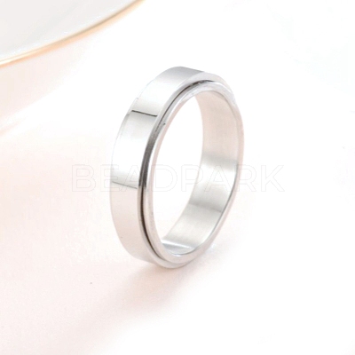 Rotating 201 Stainless Steel Finger Rings for Men Women PW-WGF9BE0-07-1
