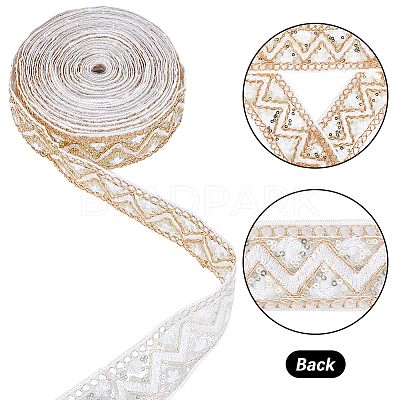Sparkle Polyester Embroidery Ribbon OCOR-WH0070-76B-1