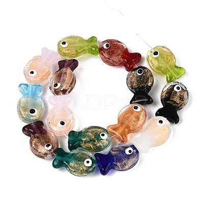 Handmade Gold Foil Glass Beads Strands FOIL-N032-01-1
