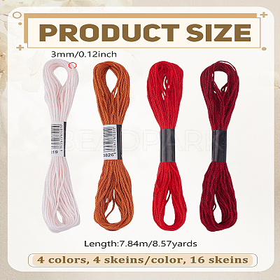 16 Skeins 4 Colors Cotton Sewing Thread OCOR-LP0006-09-1