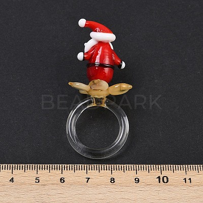 Rotatable Handmade Lampwork Rings RJEW-P158-02A-1