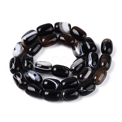 Dyed Natural Banded Agate Beads Strands G-T144-44A-1